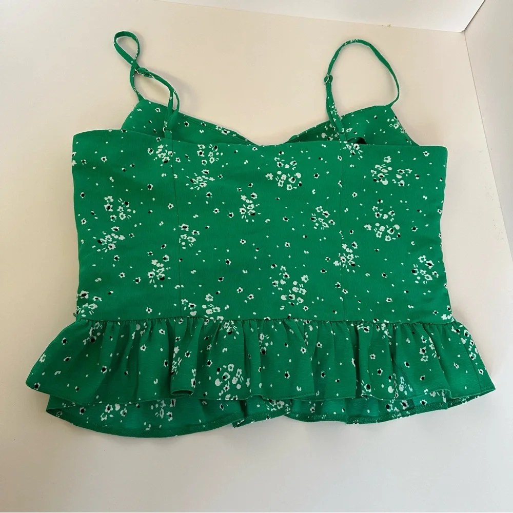 TopShop Green Floral Women's tank Top size 6 - Picture 3 of 6